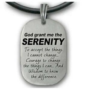 Serenity Prayer Necklace - Christian Pendant PVC Rope- God Grant Me the Serenity
